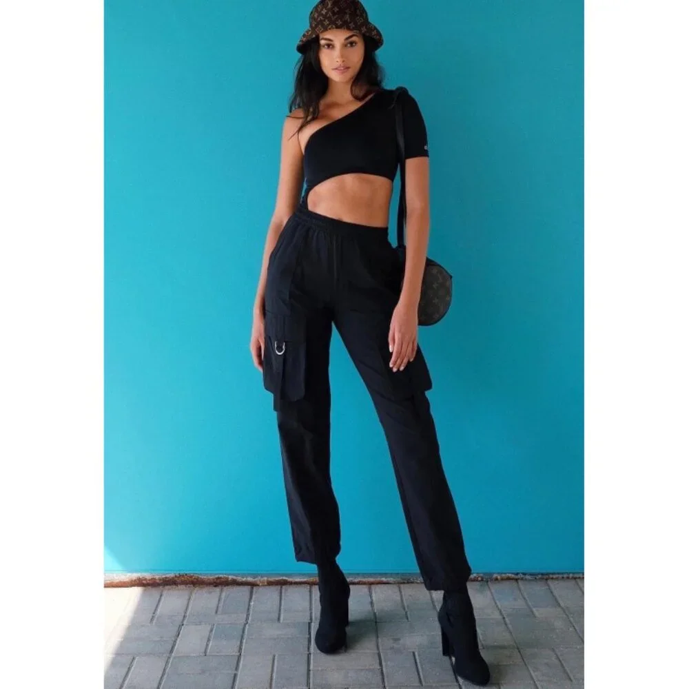 Alo High-Waist City Wise Cargo Pant Black Edgy Gothic Utility Hi-Rise Joggers XS